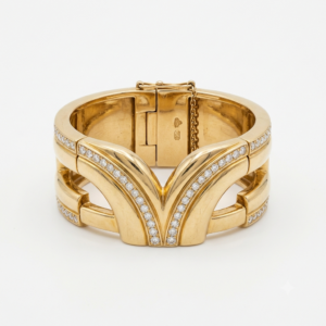 1980s Diamond and 18ct Gold Cuff