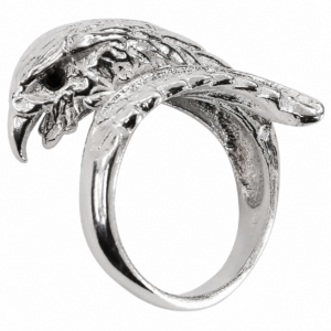 925 Silver Eagle Head Black Diamond Ring