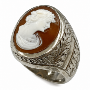 Italian 925 Silver Cameo Signet Ring (Circa 1950)