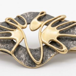 Mid-Century Brutalist Gold and Silver Freeform Brooch
