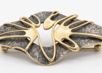 Mid-Century Brutalist Gold and Silver Freeform Brooch