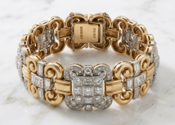 Diamond & Gold Articulated Link Bracelet